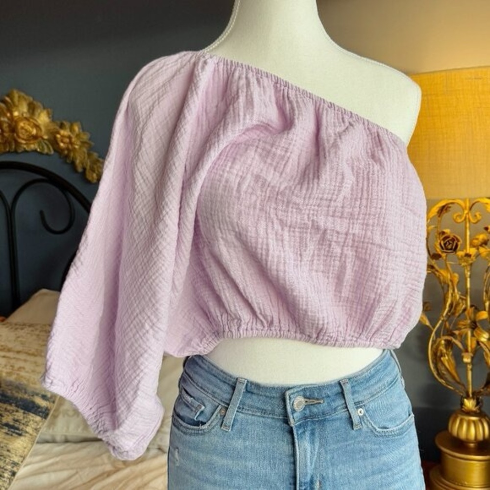 DKNY Lilac Mist One Shoulder 100 Cotton Summer Top